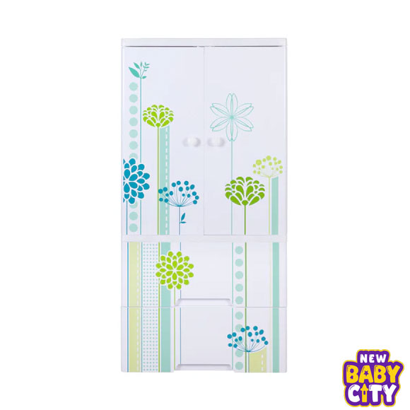 Kideez-Wardrobe---Green-Flower-Print-MODEL-#-2022-GF-W.2 Kideez Wardrobe - Green Flower Print MODEL # 2022 GF-W