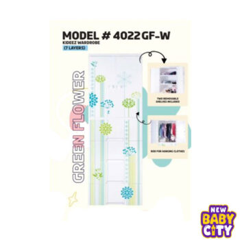 Kideez Wardrobe - Green Flower Print MODEL # 4022 GF-w