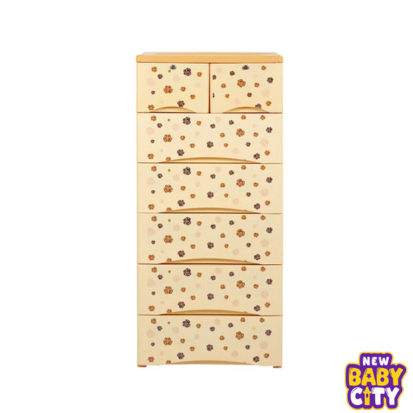 Orchid-Drawer-Brown-Flower-Print-5+2-Plastic-Cabinet-Storage.1 Orchid Drawer-Brown Flower Print 5+2 Plastic Cabinet Storage