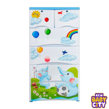 Orchid Drawer - Elephant Print Blue 4+2 Plastic Cabinet Storage