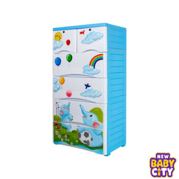 Orchid Drawer - Elephant Print Blue 4+2 Plastic Cabinet Storage