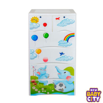 Orchid Drawer - Elephant Print Pink 4+2 Plastic Cabinet Storage