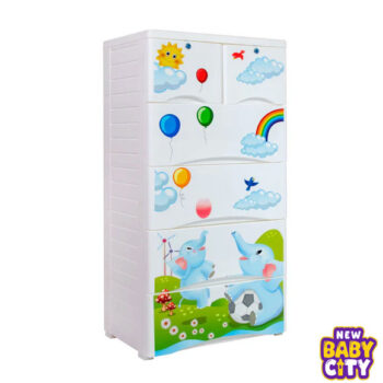 Orchid Drawer - Elephant Print Pink 4+2 Plastic Cabinet Storage