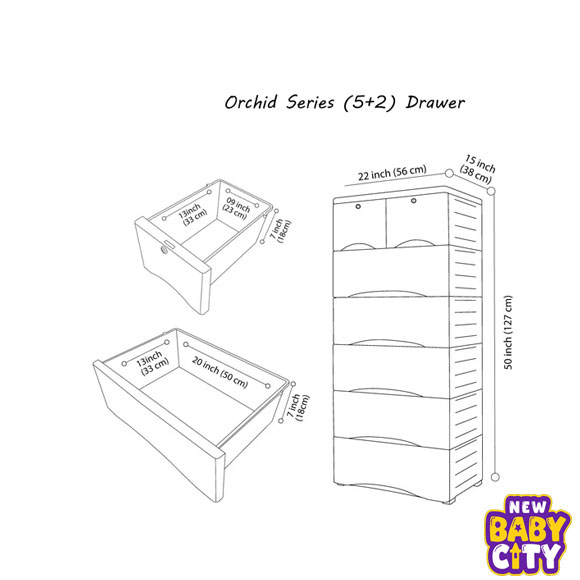 Orchid-Drawer---Elephant-Print-Pink-5+2-Plastic-Cabinet-Storage.1 Orchid Drawer - Elephant Print White 5+2 Plastic Cabinet Storage