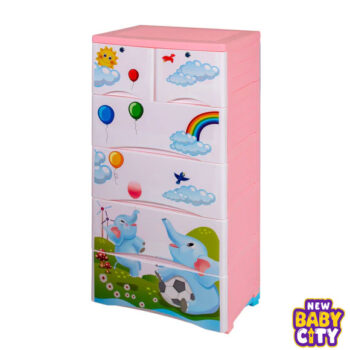 Orchid Drawer - Elephant Print Red 4+2 Plastic Cabinet Storage