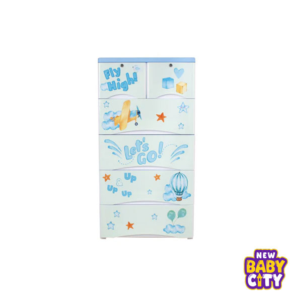 Orchid-Drawer--FLy-High-Print-Blue-4+2-Plastic-Cabinet-Storage.3 Orchid Drawer -FLy High Print Blue 4+2 Plastic Cabinet Storage