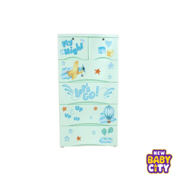 Orchid Drawer -FLy High Print Green 4+2 Plastic Cabinet Storage