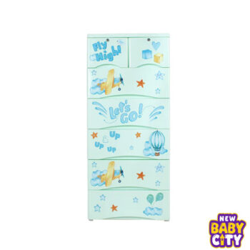 Orchid Drawer -FLy High Print Green 5+2 Plastic Cabinet Storage