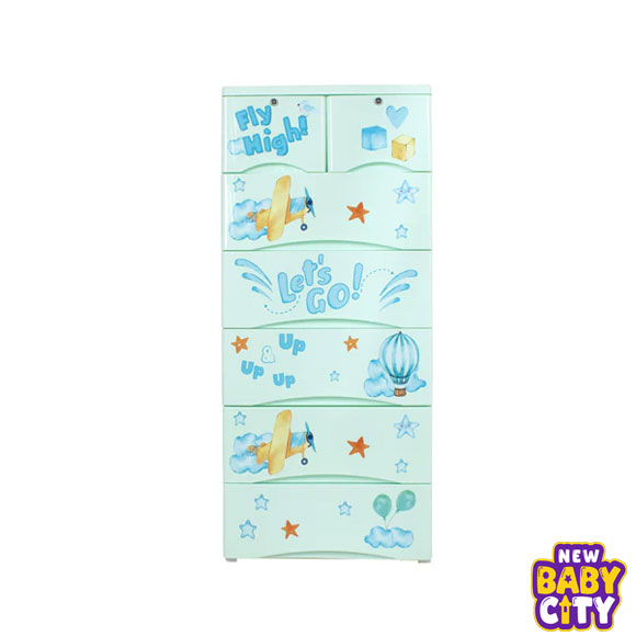 Orchid-Drawer--FLy-High-Print-Green-5+2-Plastic-Cabinet-Storage.2 Orchid Drawer -FLy High Print Green 5+2 Plastic Cabinet Storage