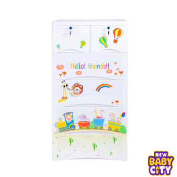 Orchid Drawer-Hello Friends Print 4+2 Plastic Cabinet Storage