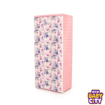 Orchid Drawer-Tulip Print 5+2 Plastic Cabinet Storage