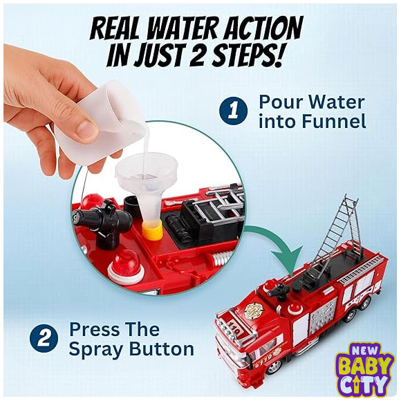 R/C Rescue Fire Engine Toy Truck - Radio Control RC Fire Truck with Working Water Pump Shoots and Squirts Water R/C Rescue Fire Engine Toy Truck - Radio Control RC Fire Truck with Working Water Pump Shoots and Squirts Water