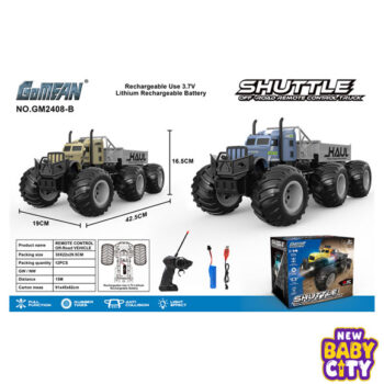 6-Wheel Off-Road Remote Control Monster Truck – 1:14 Scale Heavy-Duty Shuttle Hauler