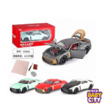 1:18 Nissan GTR50 Simulation Pull Back Steering Sound-light Spray Children's Toy Car Model Alloy Ornaments