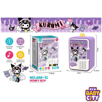 Kuromi Money-safe, a children's piggy bank shaped like a safe fingerprint sensorn, interesting sound It is designed for ages 3 and up.