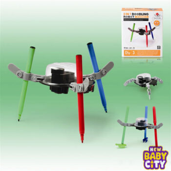 Children Creative 3 in 1 Graffiti Doodling Robot Kit DIY Science Education Assembled Robot Toys for Children