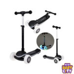 Children’s three-wheel balance scooter with LED lighting and music – Black