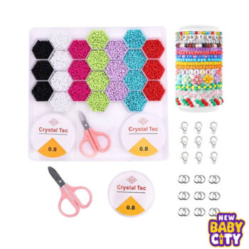 Creative Sting Multicolor Beads Jewelry Activity Set With Earing Stopper and Necklace Accessories