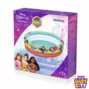Bestway Princess Inflatable Pool (48" x 12") is a colorful kids pool featuring Disney Princess designs. Made with soft inflatable rings, it’s easy to set up and perfect for fun summer water play.