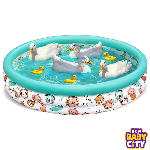 3-Rings-Pet-Ducks-Pool,-48X12-Inch-Duck-Swimming-Pond,-Inflatable-Ducklings-Pool...