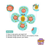 A colorful baby rattles set with suction cup spinner toys, perfect for keeping little ones engaged during travel, mealtime, or bath time. Designed for sensory play, it helps develop hand-eye coordination and motor skills in a fun and safe way.