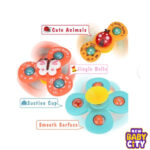 A colorful baby rattles set with suction cup spinner toys, perfect for keeping little ones engaged during travel, mealtime, or bath time. Designed for sensory play, it helps develop hand-eye coordination and motor skills in a fun and safe way.