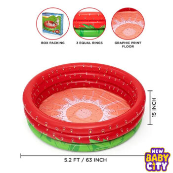 Bestway 51145 Sweet Strawberry Pool 66″ x 15″ – Inflatable 3-Ring Play Pool, Kids,103 Gallon, Ages 2+
