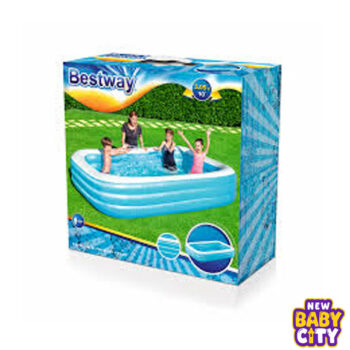 Bestway 54009 Inflatable Large Kids & Family Swimming Pool 10 foot Summer Season Pools Party With Inflatable Vinyl Deep Swimming Pool with 22 Inch depth 6 foot width & 10 ft length