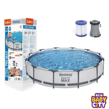 Bestway Steel Pro Max Pool Set Round Above Ground Pool 12 Feet x 30 Inch – 56416