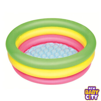 The Bestway Summer Set Inflatable Kiddie Pool (51128) is a compact and colorful mini pool designed for toddlers. With a 3-ring structure, soft inflatable base, and durable vinyl material, it provides a safe and comfortable way for young kids to enjoy water play during summer.