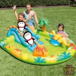 INTEX 57166 LITTLE DINO Home Outdoor Kids Inflatable Above Ground Pool Water Slide Play Center 1.91mX1.52mX58cm