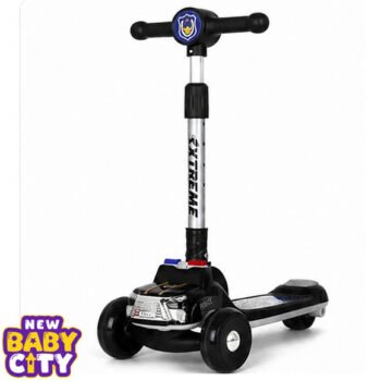 Kids Police Car Style 3-Wheel Scooter – Adjustable Height Ride-On Kick Scooter