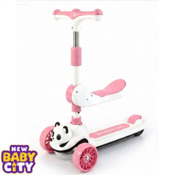 Panda Premium 3-Wheel Kids Scooter with Removable Seat, Adjustable Handlebar & Panda Front Design
